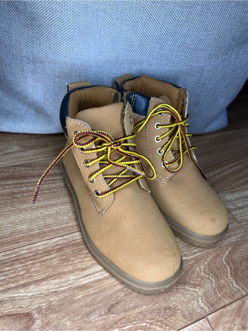 Eddie Bauer Kids Tan Lace-Up Side Zip Hiking/Work Boots Size 11